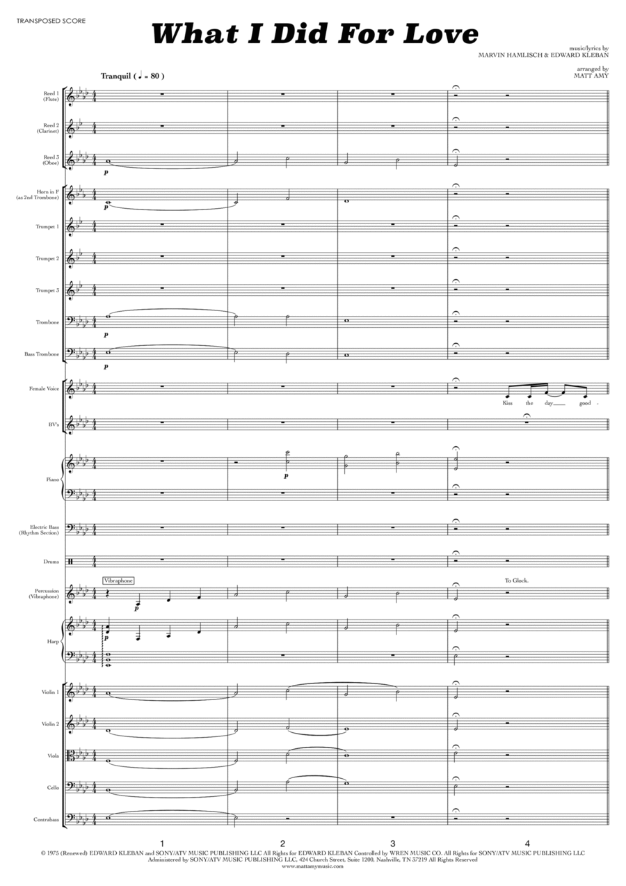 What I Did For Love Full Orchestra scores gallery preview page 1