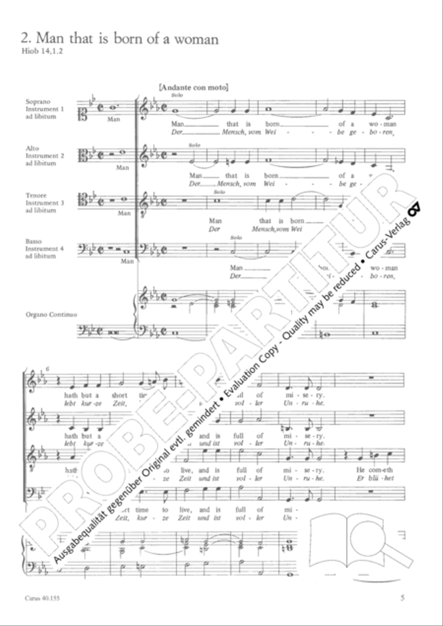 Funeral music of Queen Mary 4-Part scores gallery preview page 6