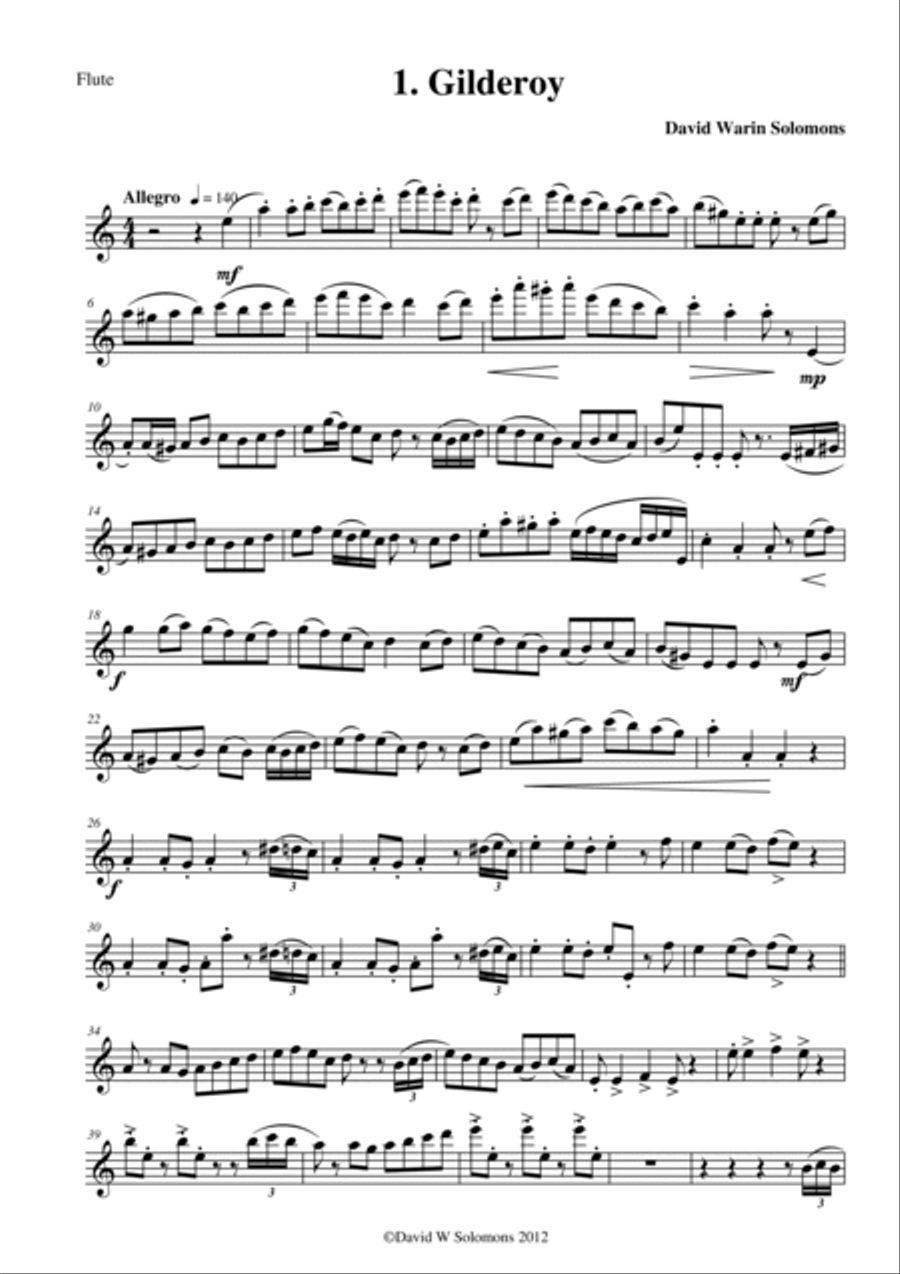 Folk Song Snapshots for Flute and Piano Flute scores gallery preview page 6