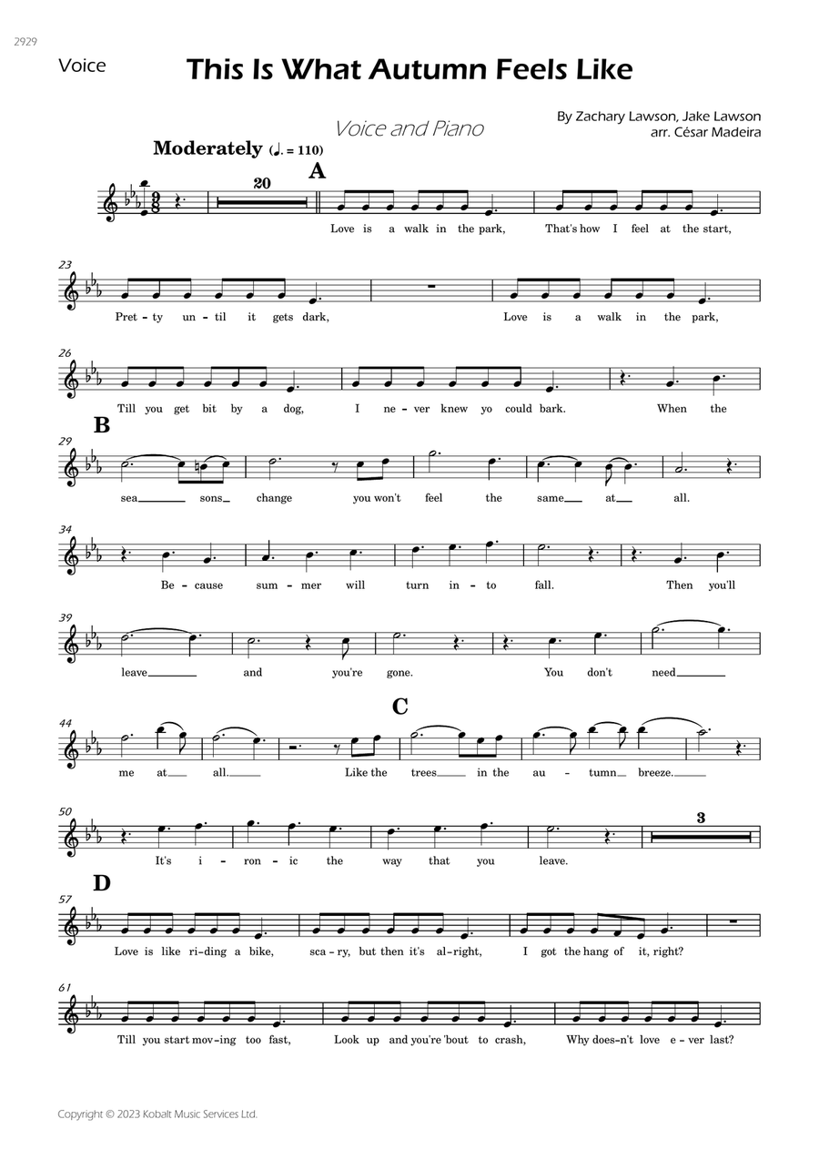 This Is What Autumn Feels Like Piano scores gallery preview page 1