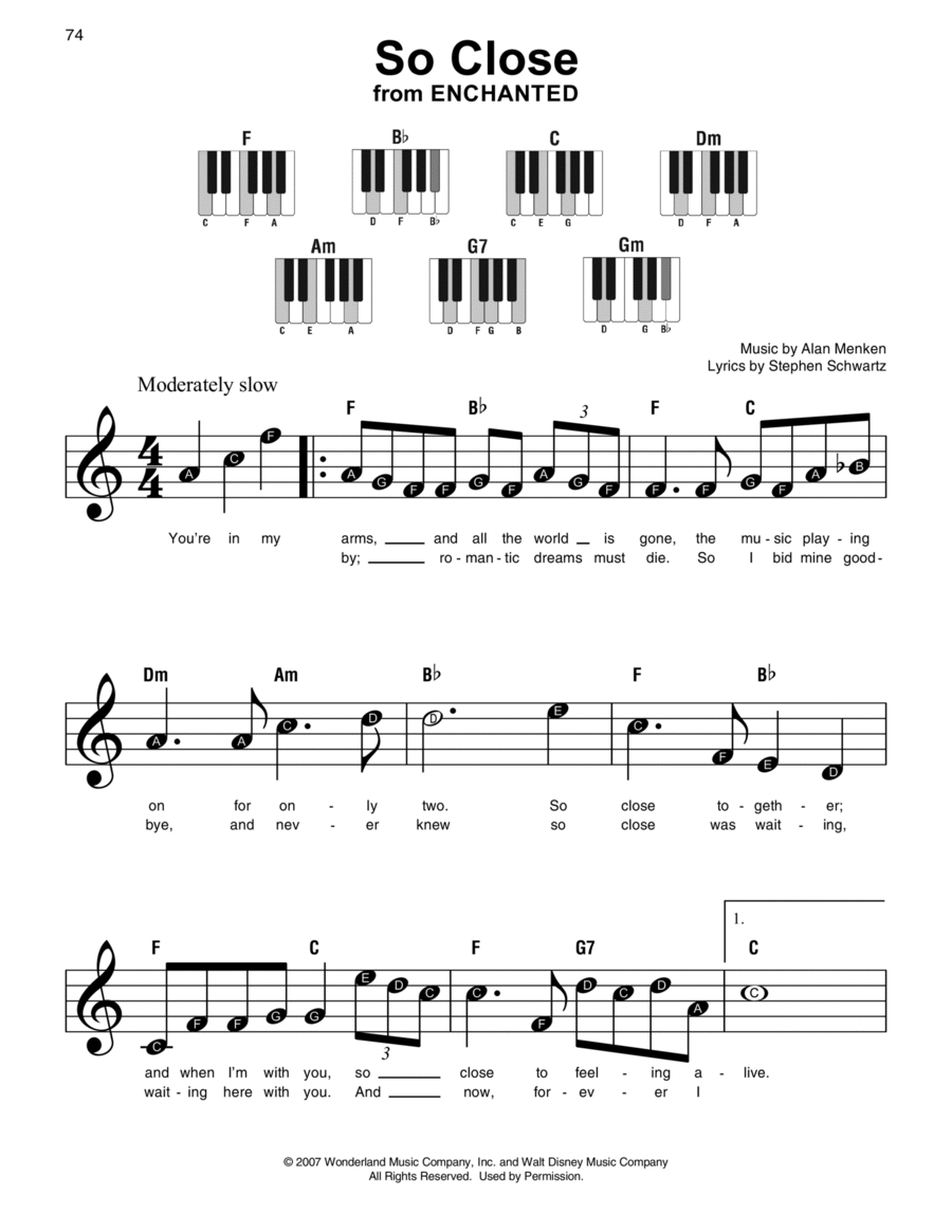 So Close (from Enchanted) Easy Piano scores gallery preview page 1