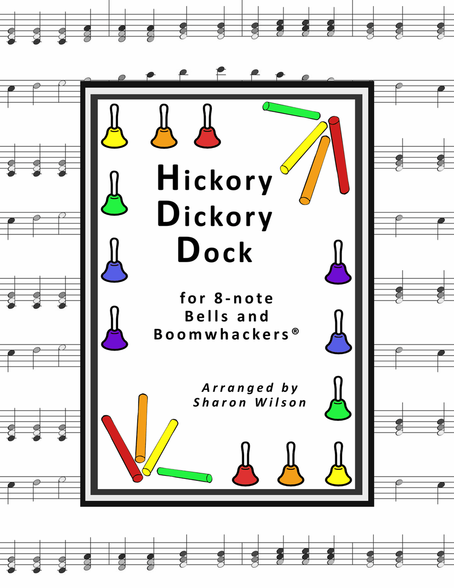 Hickory Dickory Dock (for 8-note Bells and Boomwhackers with Black and White Notes) Handbell Choir scores gallery preview page 1