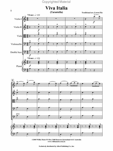 Viva Italia (Tarentella) by Loreta Fin String Orchestra - Sheet Music