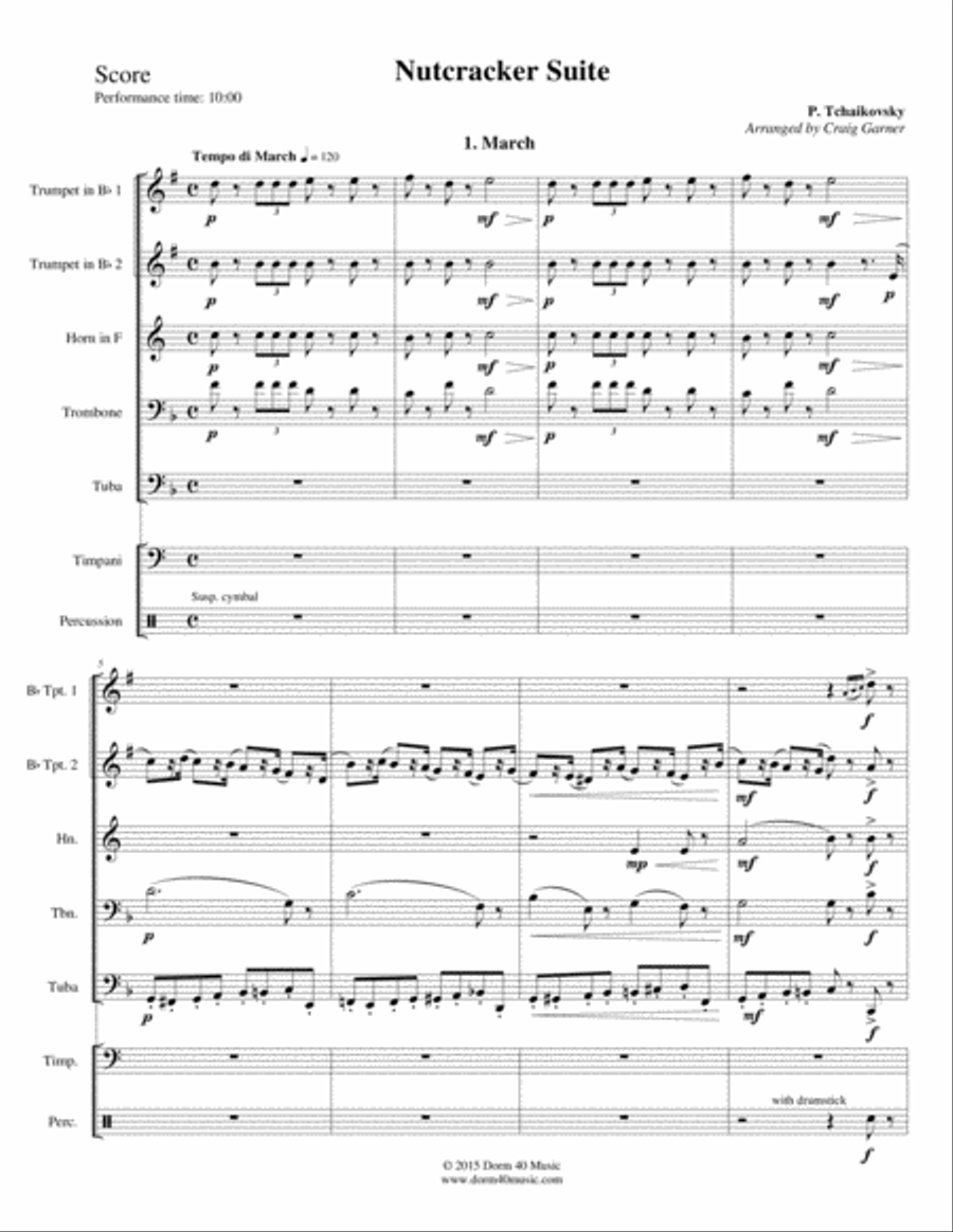 Nutcracker Suite (for Brass Quintet and opt. Percussion) Brass Ensemble scores gallery preview page 2