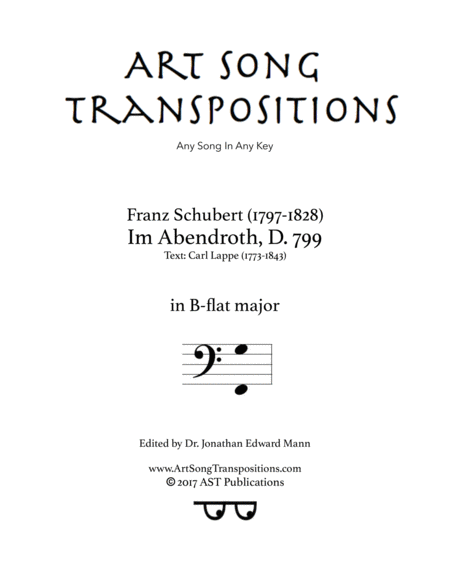 SCHUBERT: Im Abendroth, D. 799 (transposed to B-flat major, bass clef)