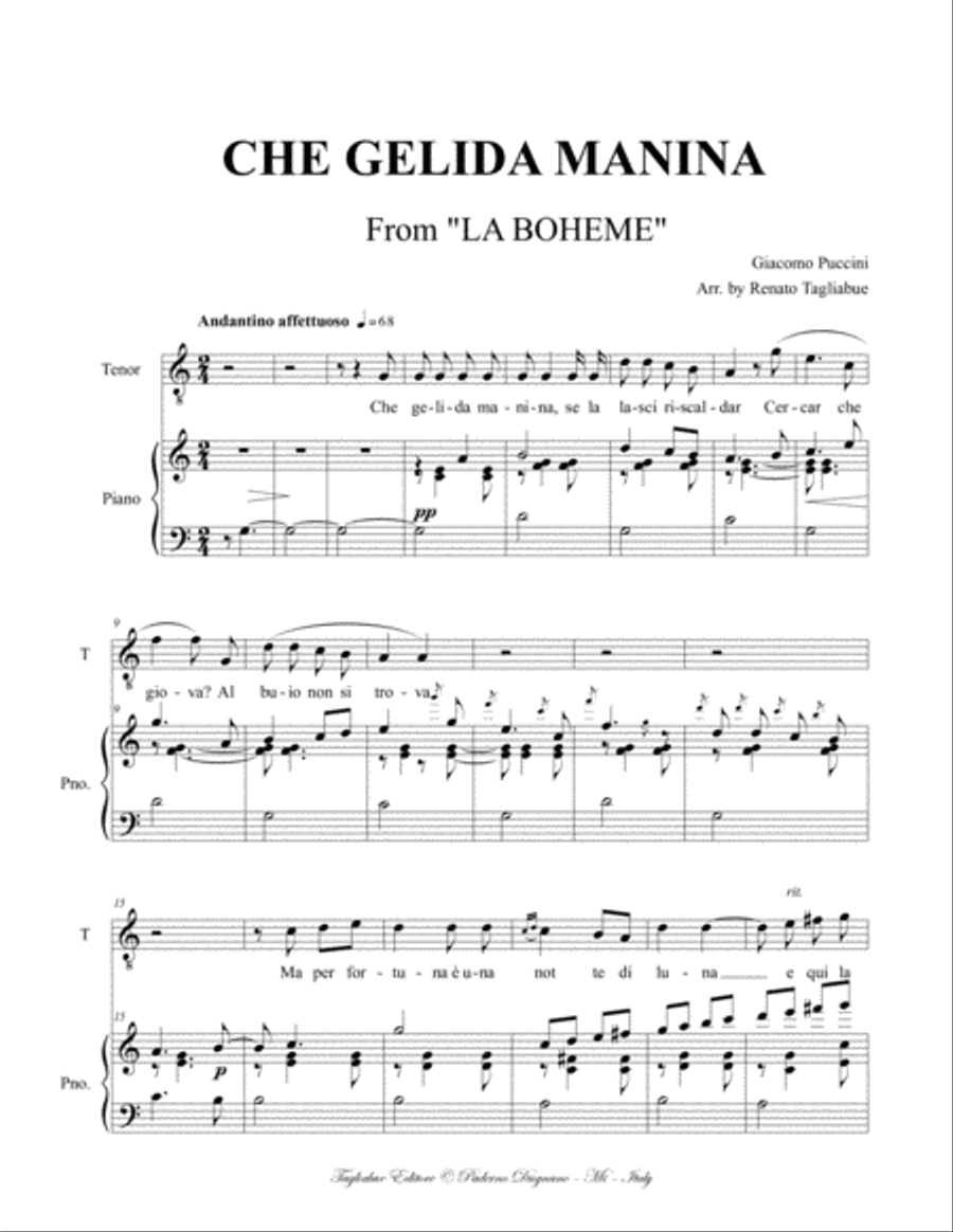 CHE GELIDA MANINA - G. Puccini - From 