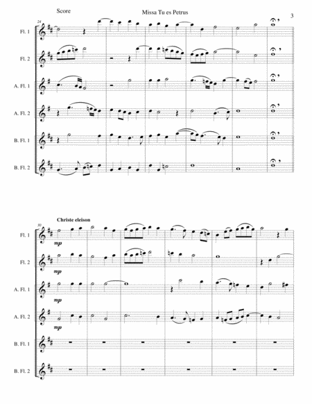 Missa Tu Es Petrus (Mass on "Thou art Peter") arranged for flute choir or flute sextet image number null