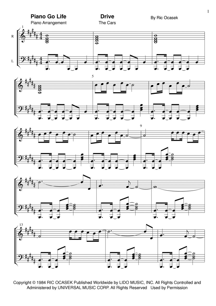 Drive Piano Solo scores gallery preview page 1
