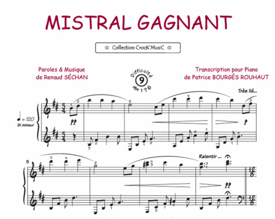 Mistral gagnant (Collection CrocK'MusiC) Piano Solo scores gallery preview page 1