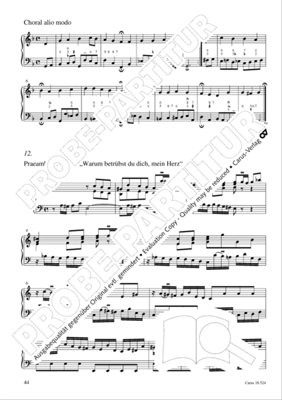 Chorale arrangements. First part of the Clavier-Ubung