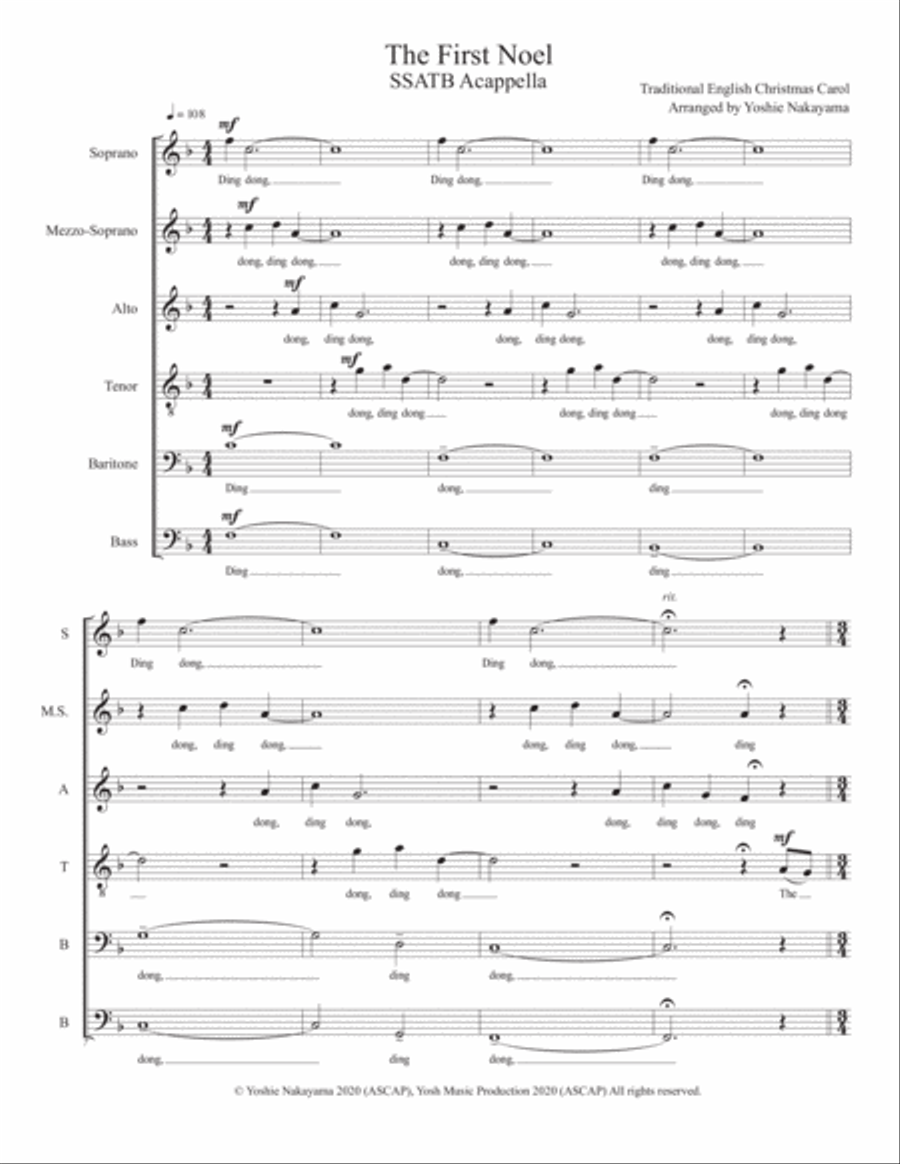 The First Noel - SSATBB Acappella Divisi scores gallery preview page 1