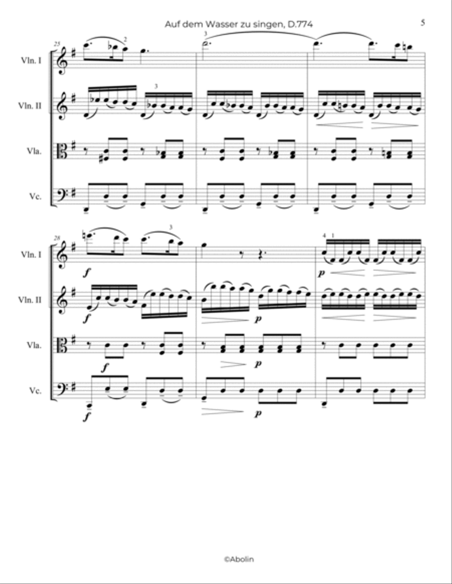 Schubert: Auf dem Wasser zu singen, D.774 - String Quartet String Quartet scores gallery preview page 6