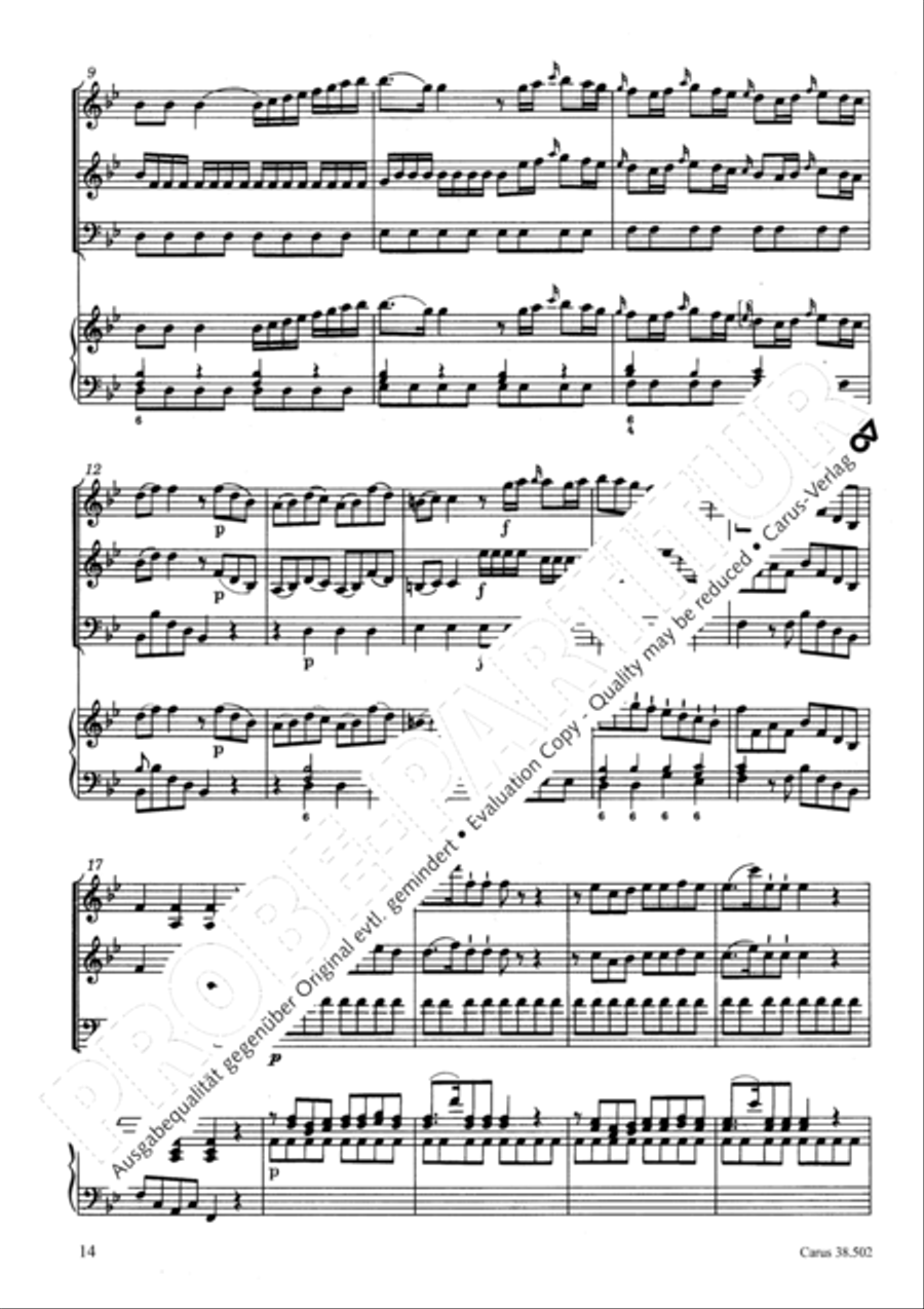 Organ Concerto in B flat major (Orgelkonzert in B) Violin scores gallery preview page 17