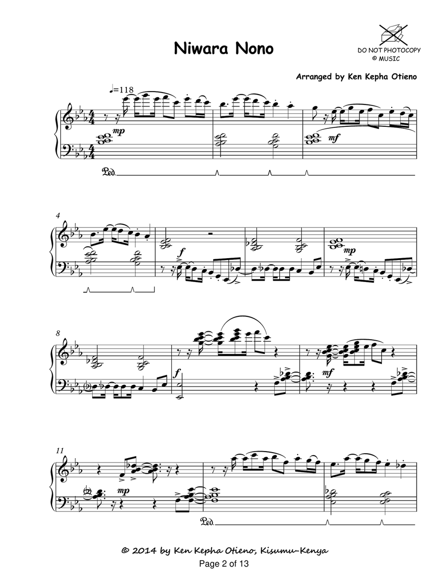 A Musical Vignette of Kenya: Popular Folk Songs Arranged for Piano Piano Solo scores gallery preview page 3