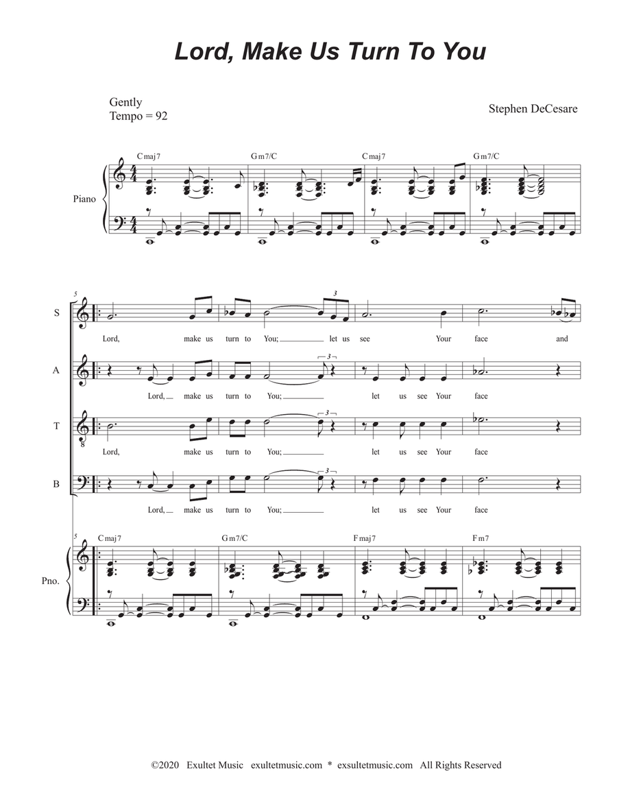 Lord, Make Us Turn To You (SATB) by Stephen DeCesare 4-Part - Digital Sheet Music