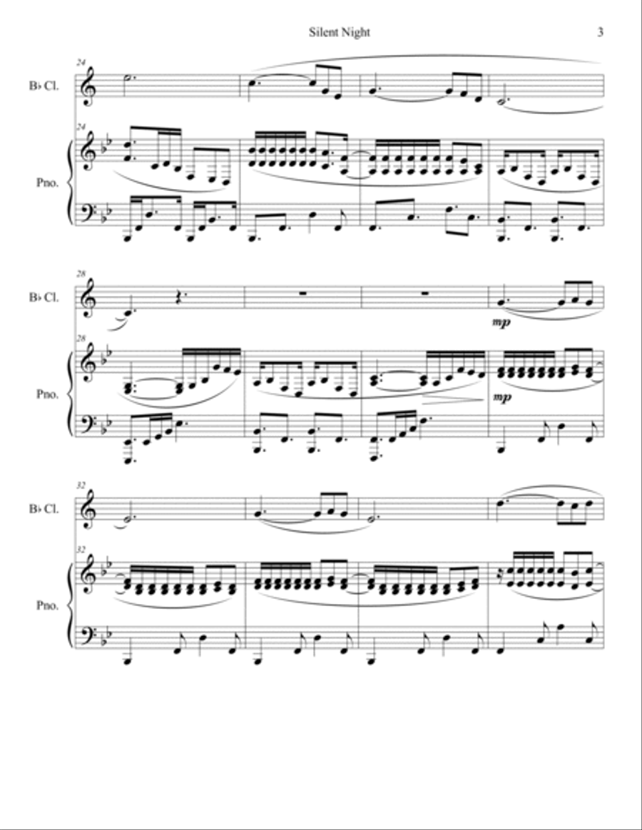 Silent Night for clarinet and piano Woodwind Duet scores gallery preview page 3