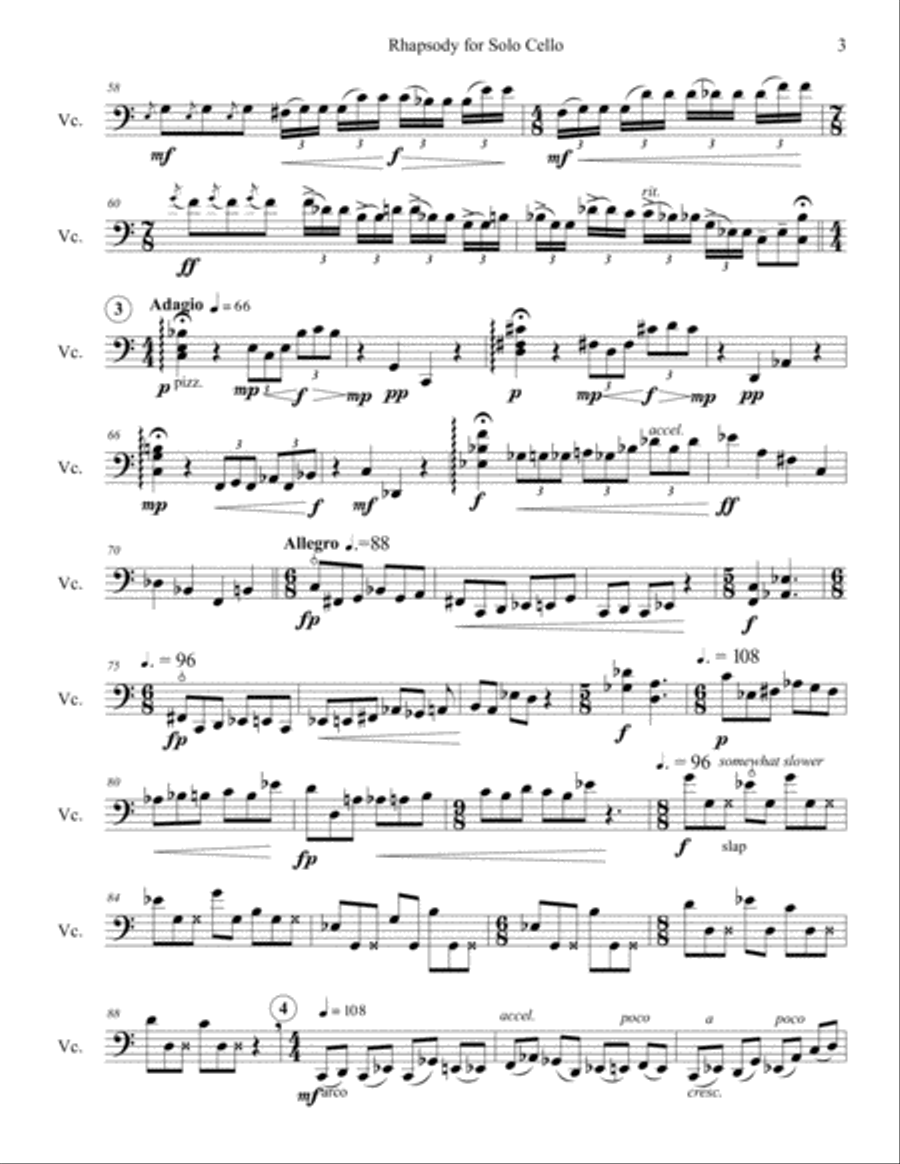 Rhapsody for Solo Cello Rhapsody for Solo Cello Cello Solo scores gallery preview page 3
