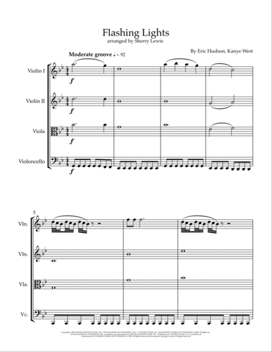 Flashing Lights String Quartet scores gallery preview page 4