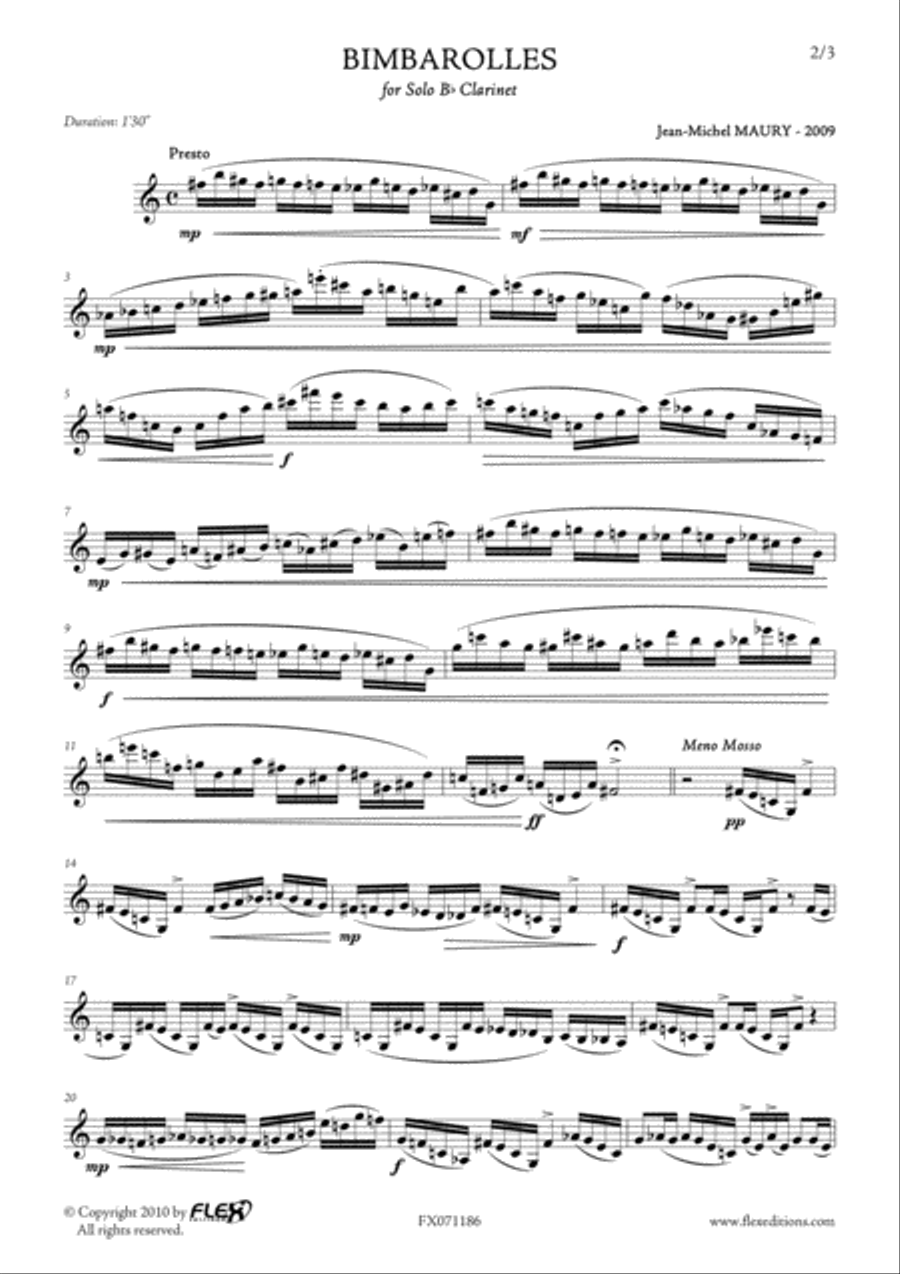 Bimbarolles B-Flat Clarinet scores gallery preview page 2