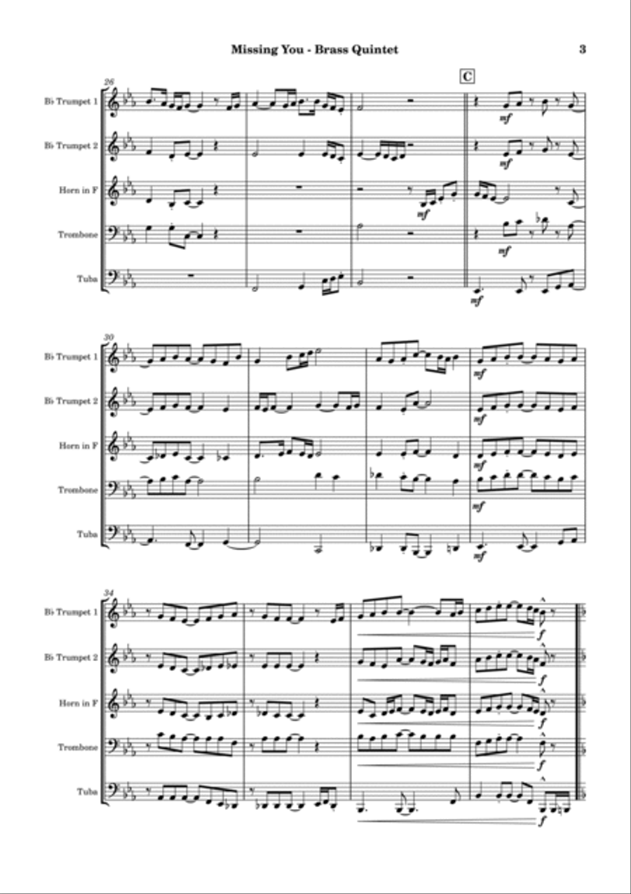 Missing You Brass Ensemble scores gallery preview page 5