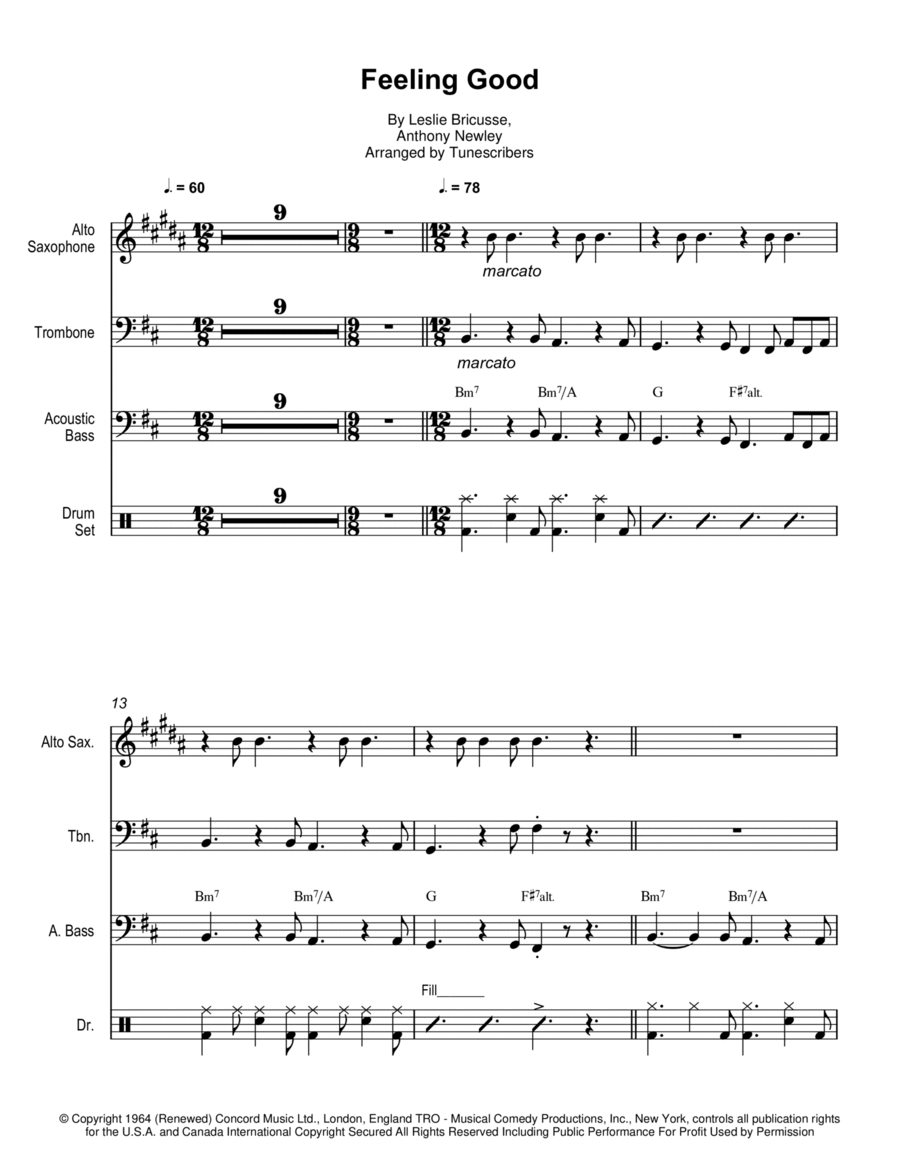 Feeling Good Feeling Good Small Ensemble scores gallery preview page 1