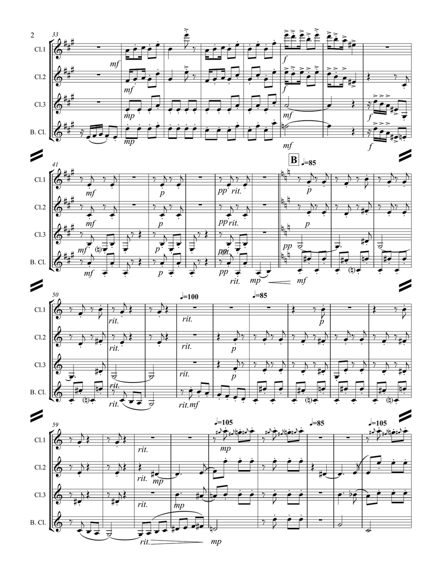 Debussy – Golliwog’s Cakewalk from Children’s Corner (for Clarinet Quartet) Clarinet Quartet scores gallery preview page 3