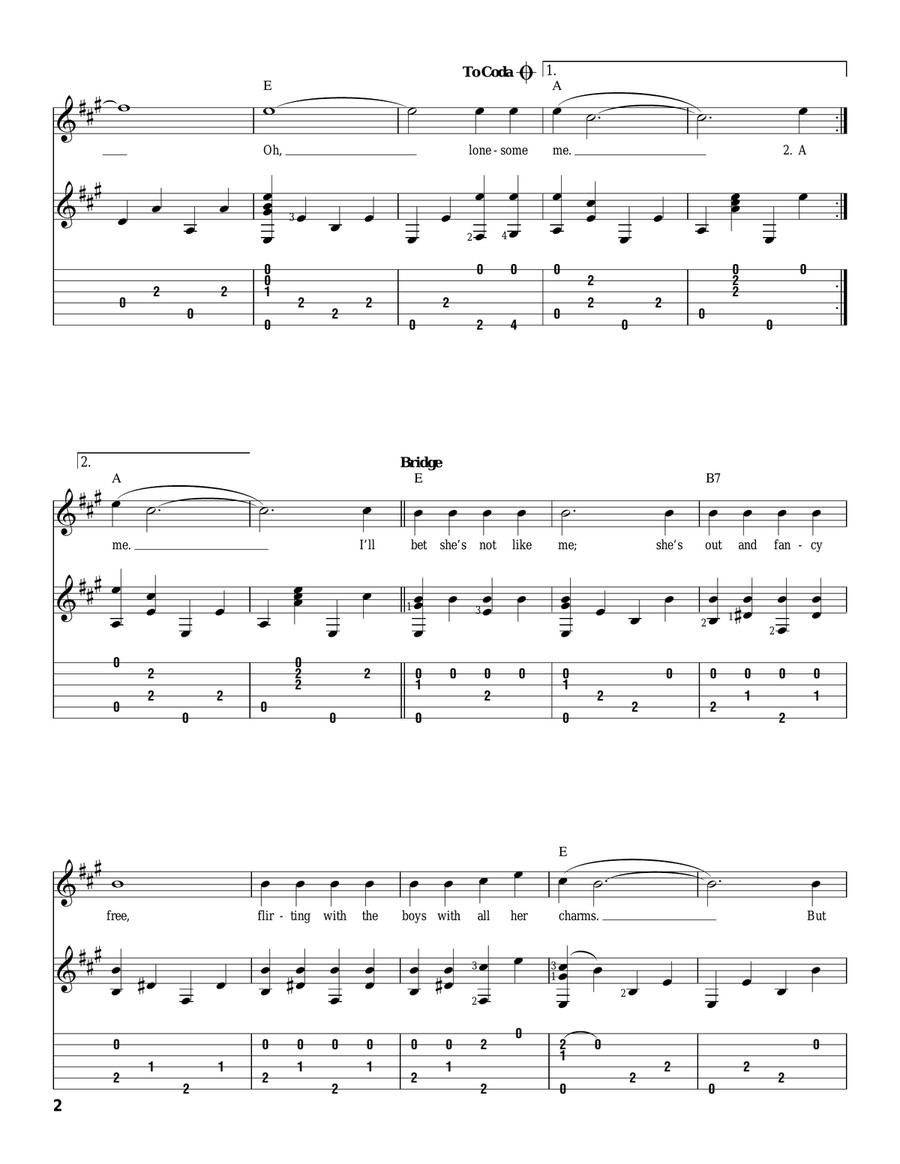 Oh, Lonesome Me Electric Guitar scores gallery preview page 2