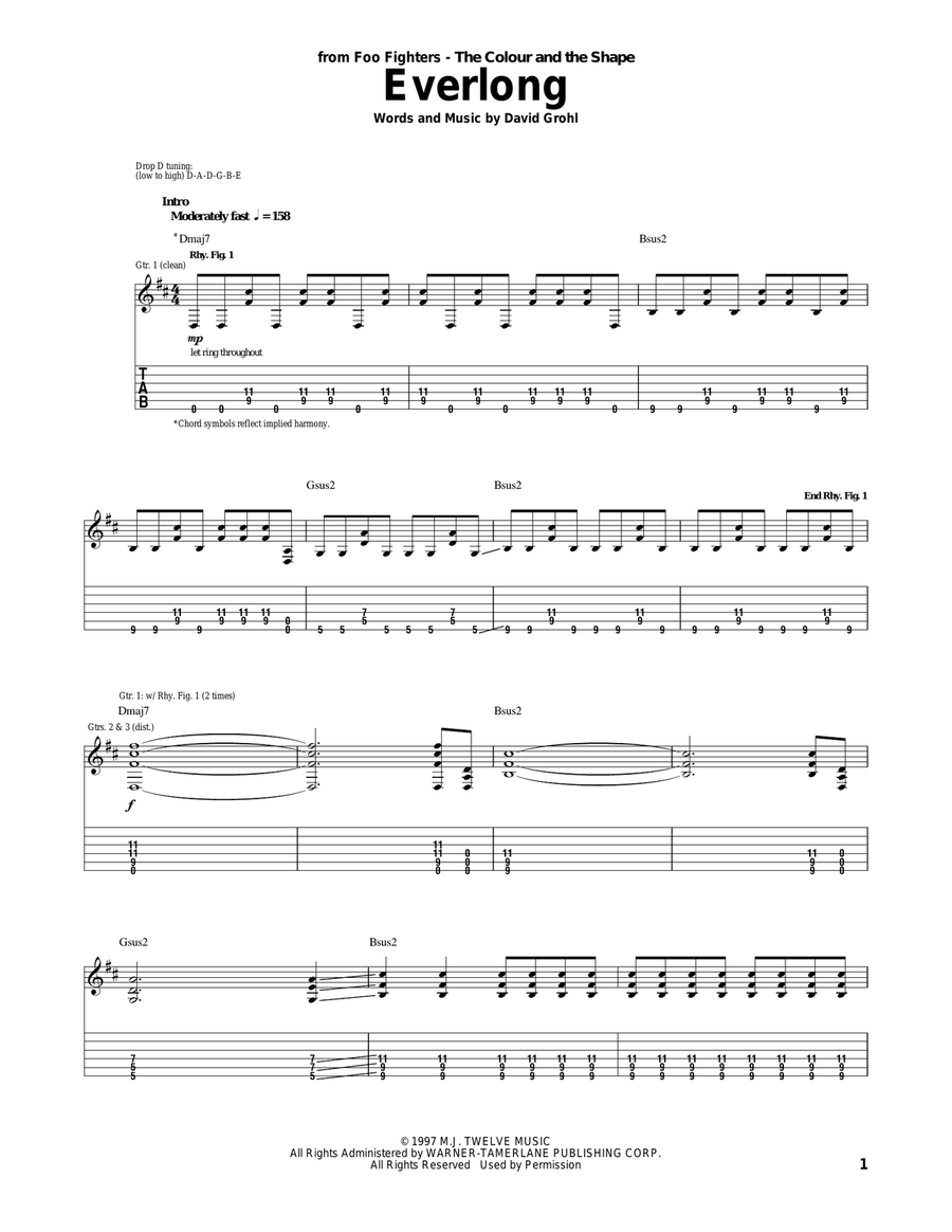 Everlong Everlong Acoustic Guitar scores gallery preview page 1