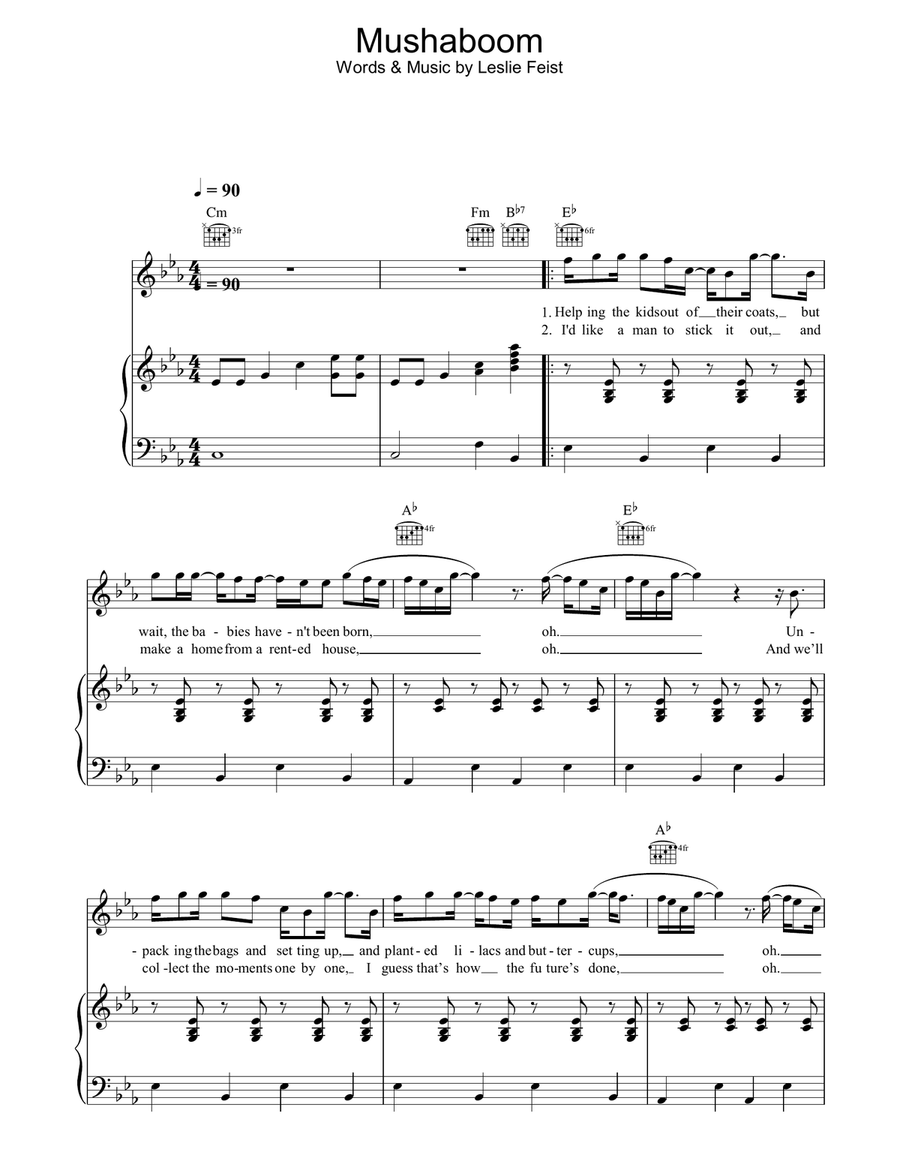 Mushaboom Piano, Vocal, Guitar scores gallery preview page 1