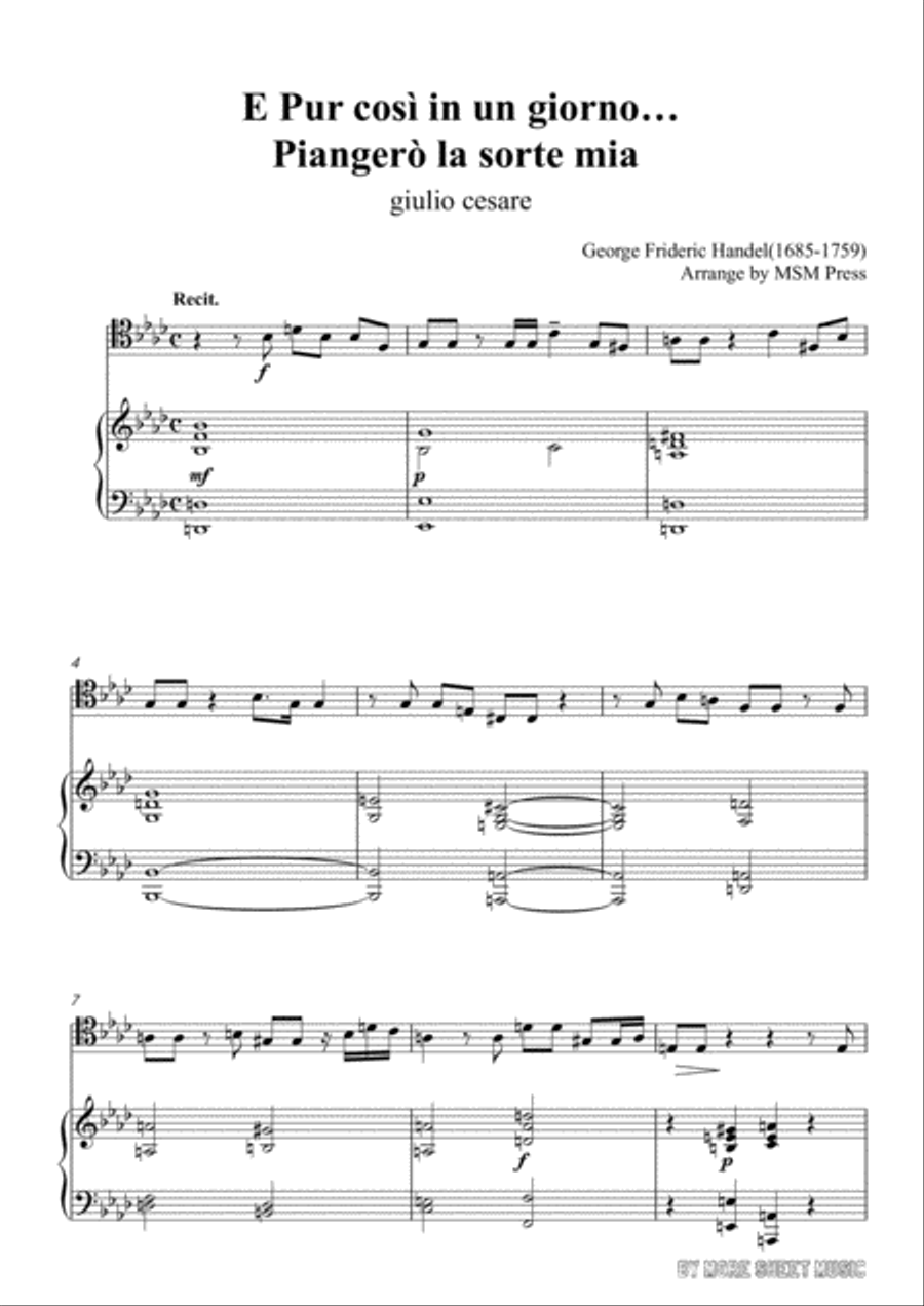 Handel-E pur così in un giorno...Piangerò la sorte mia,for Cello and Piano Piano scores gallery preview page 3