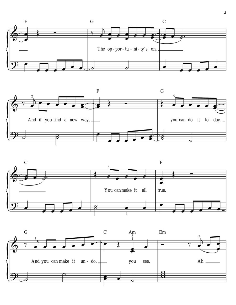 If You Want To Sing Out, Sing Out Easy Piano scores gallery preview page 3