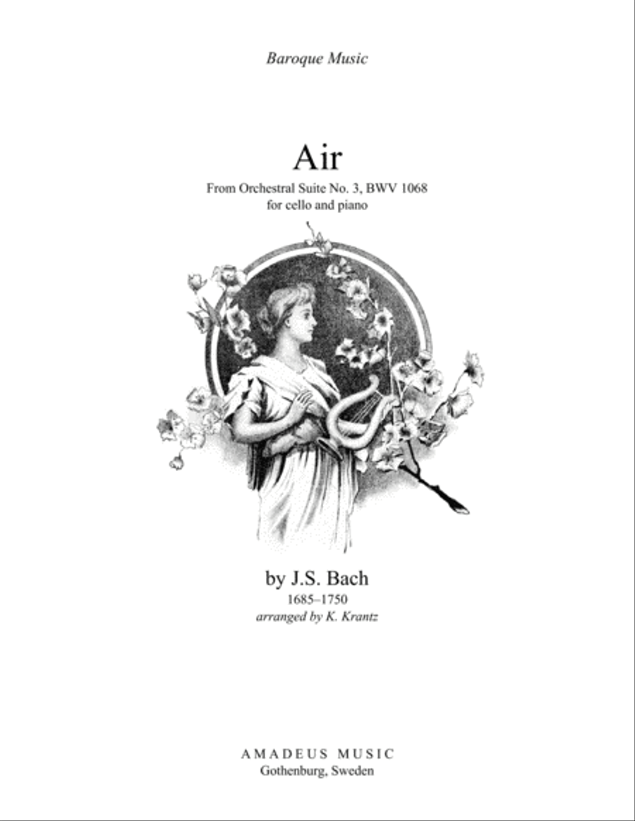 Air (on the G string) BWV 1068 for cello and piano Piano scores gallery preview page 1