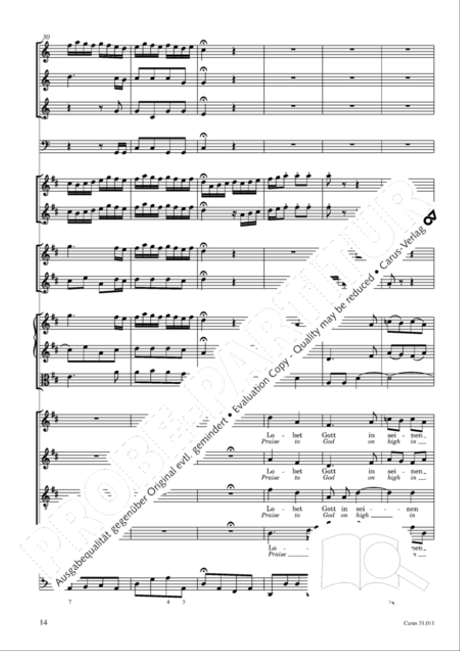 Lobet Gott in seinen Reichen (Himmelfahrtsoratorium) 4-Part scores gallery preview page 15