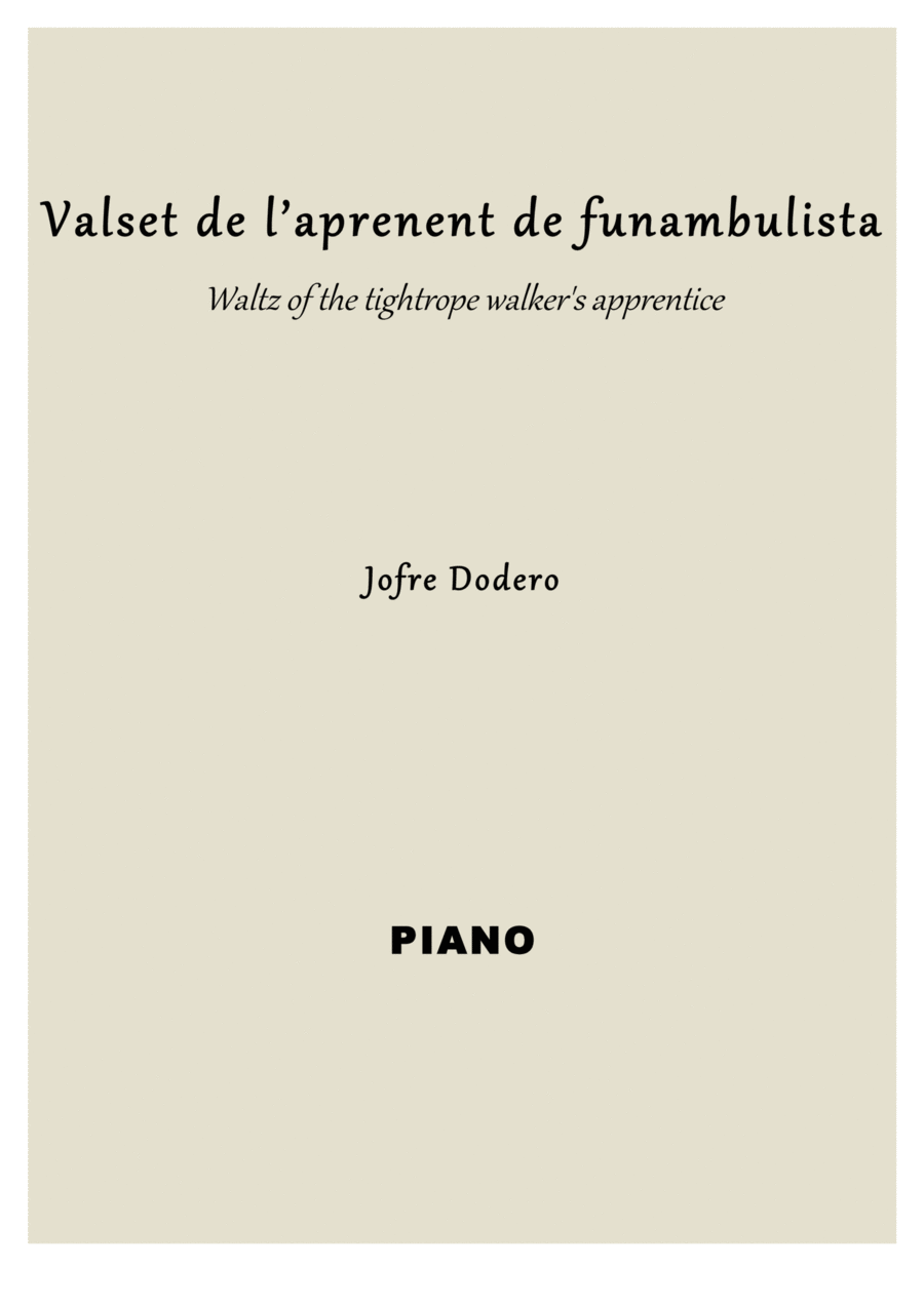 Valset de l'aprenent de funambulista / Waltz of the tightrope walker's apprentice Piano Solo scores gallery preview page 1