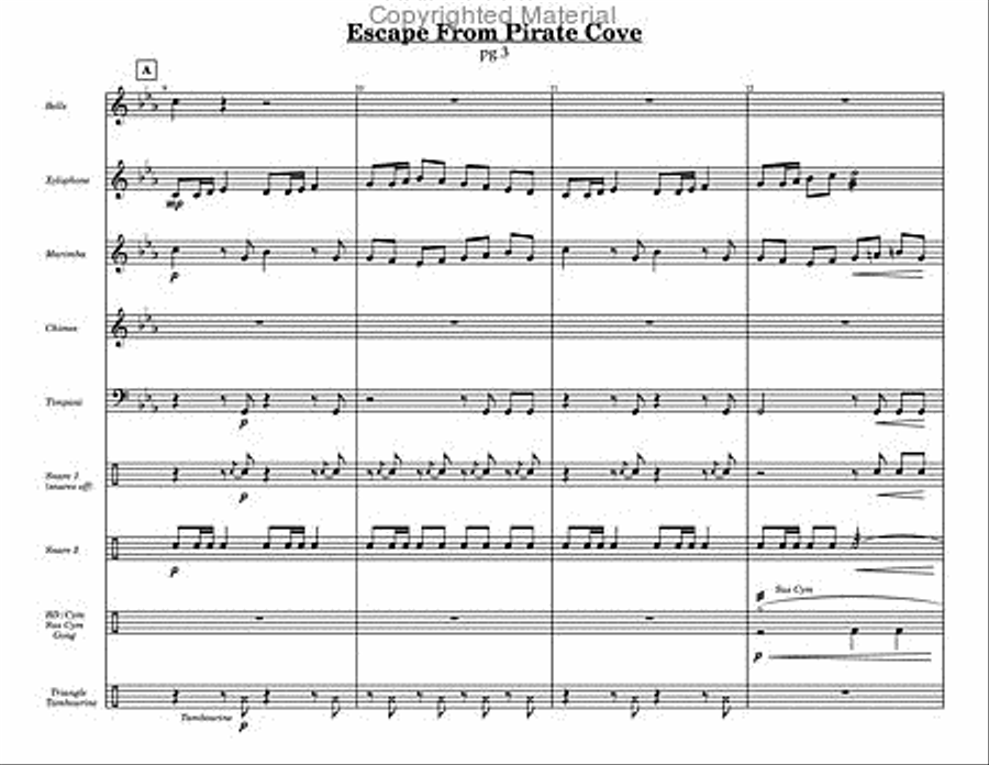 Escape From Pirate Cove Percussion Ensemble scores gallery preview page 4