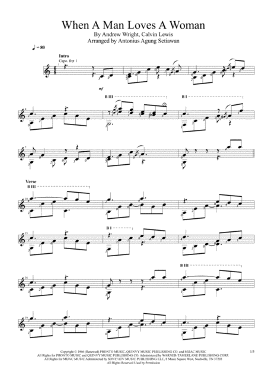 When A Man Loves A Woman Guitar Solo scores gallery preview page 1