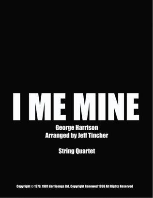 Book cover for I Me Mine