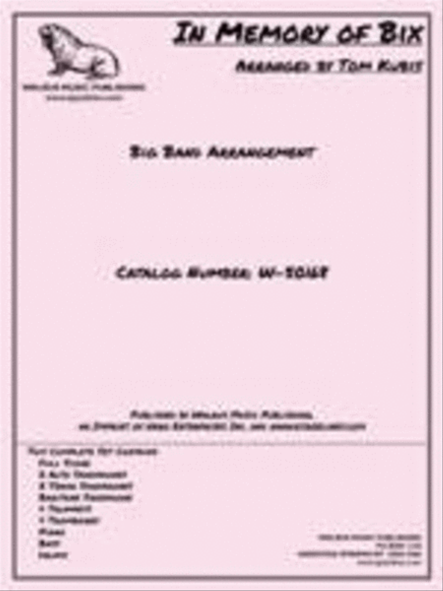 In Memory of Bix In Memory of Bix Big Band scores gallery preview page 1