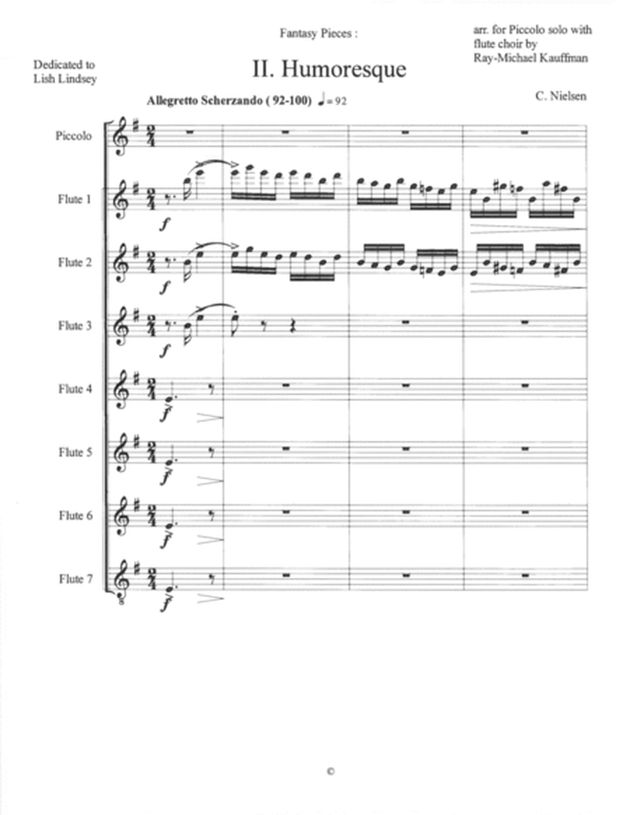 Fantasy Pieces # 2 Humoresque by Nielsen , arranged for Piccolo solo with flute choir image number null