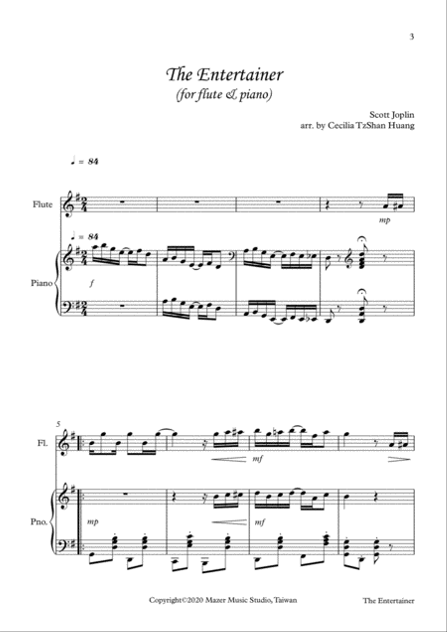 The Entertainer - for flute and piano duet Woodwind Duet scores gallery preview page 3
