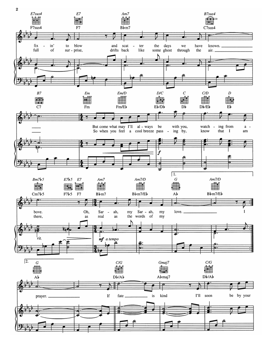 Sarah Piano, Vocal, Guitar scores gallery preview page 2