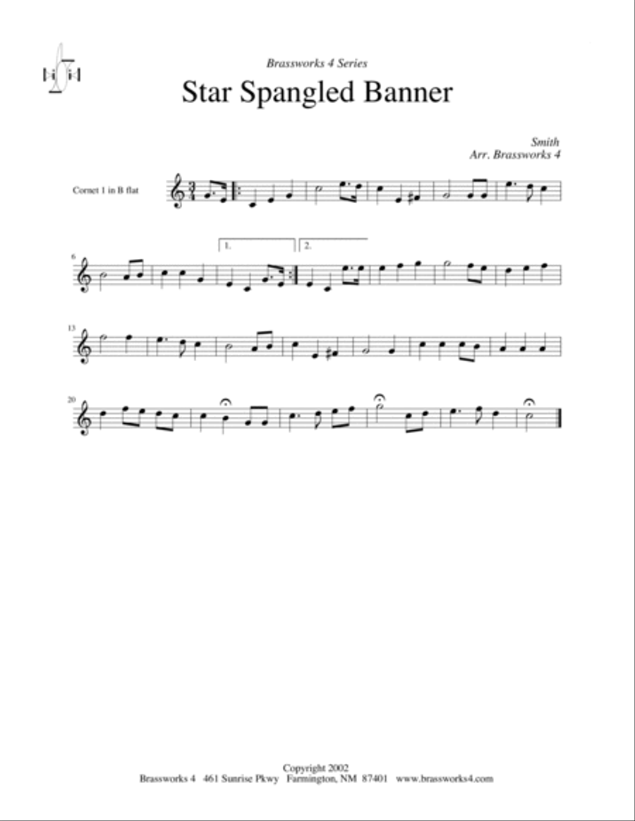 The Star Spangled Banner Brass Quartet scores gallery preview page 3