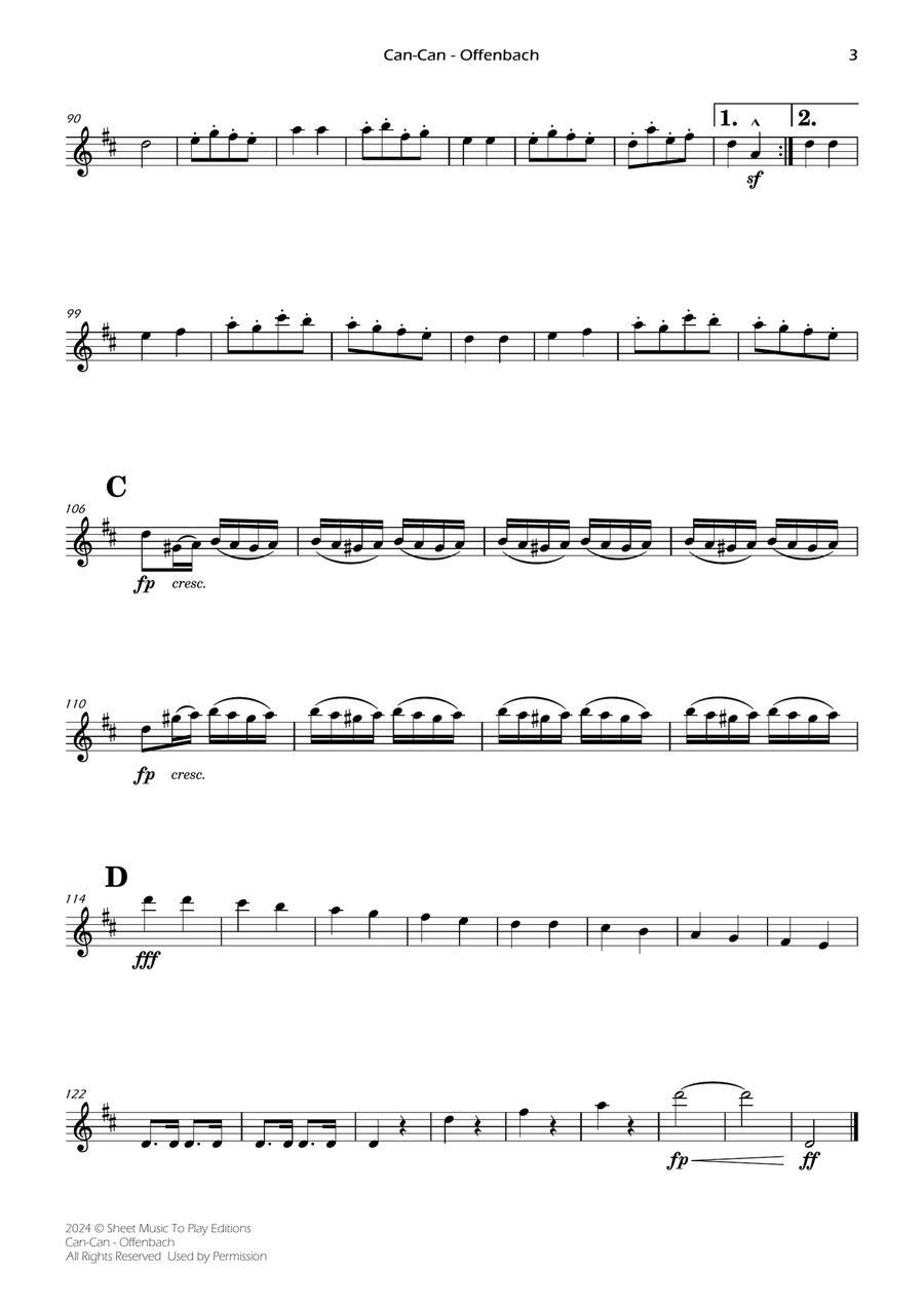 Offenbach - Can-Can - Violin and Piano (Individual Parts) Violin Solo scores gallery preview page 3