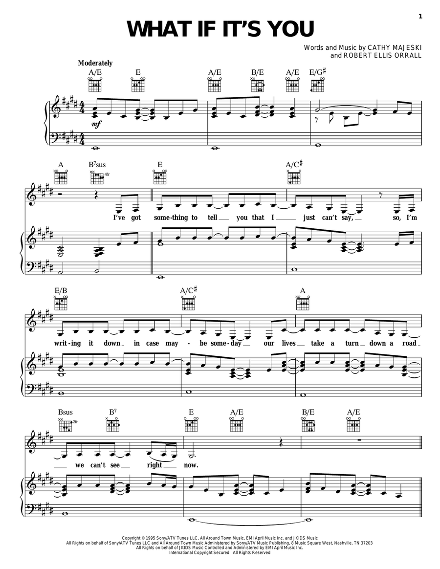 What If It's You Piano, Vocal, Guitar scores gallery preview page 1