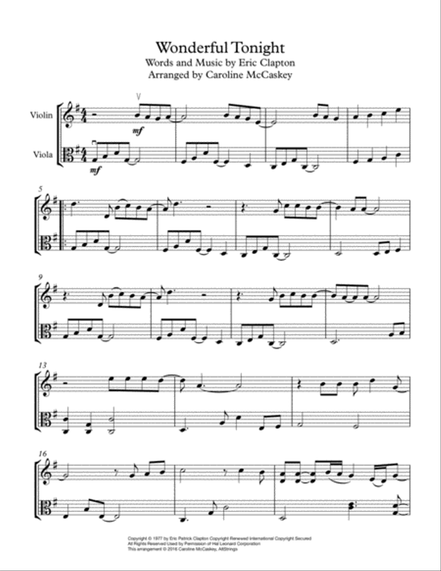 Wonderful Tonight String Duet scores gallery preview page 2