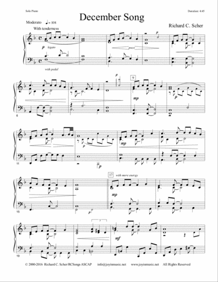 December Song December Song Piano Solo scores gallery preview page 1