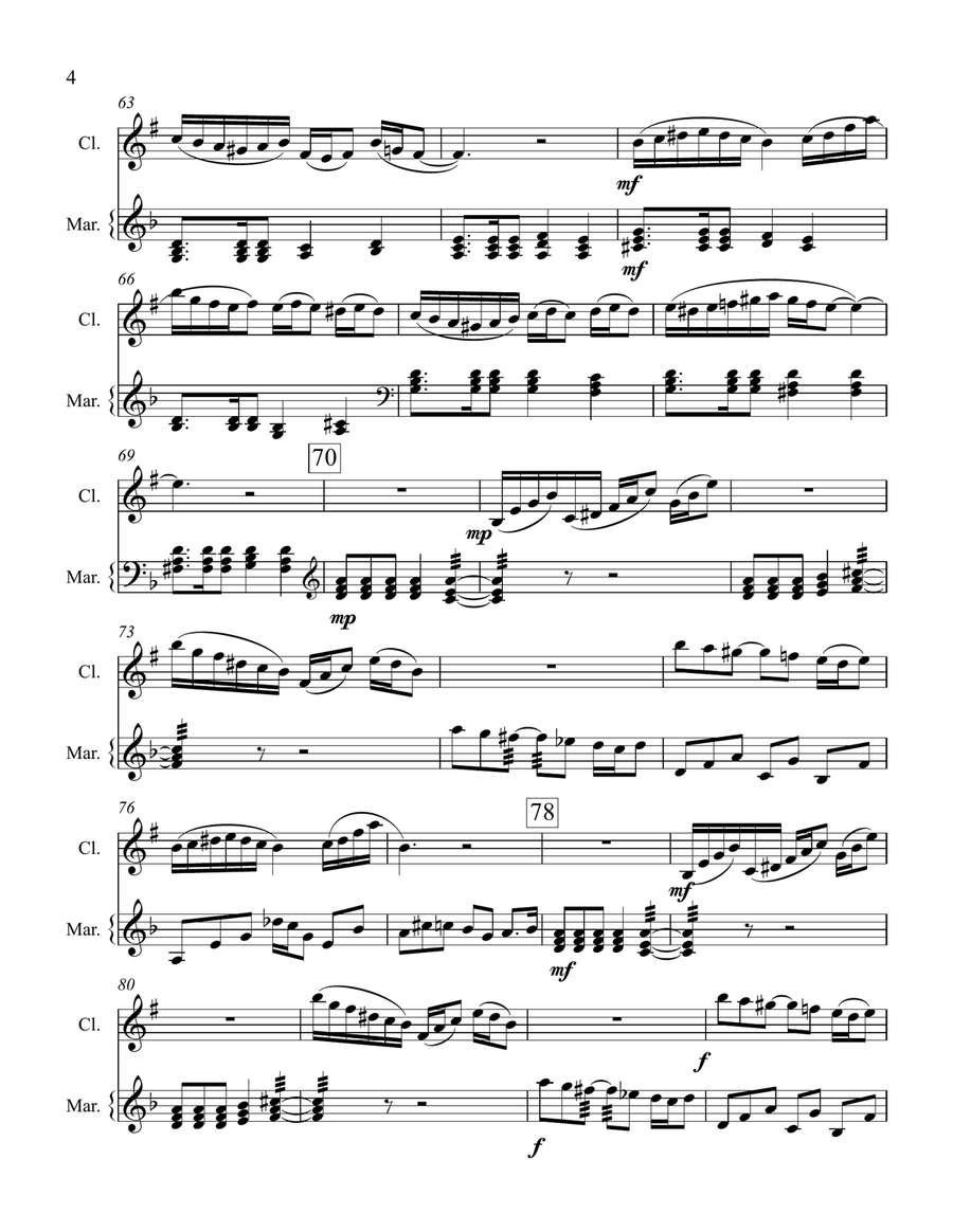 Three Greek Dances for Clarinet and Marimba Clarinet scores gallery preview page 4