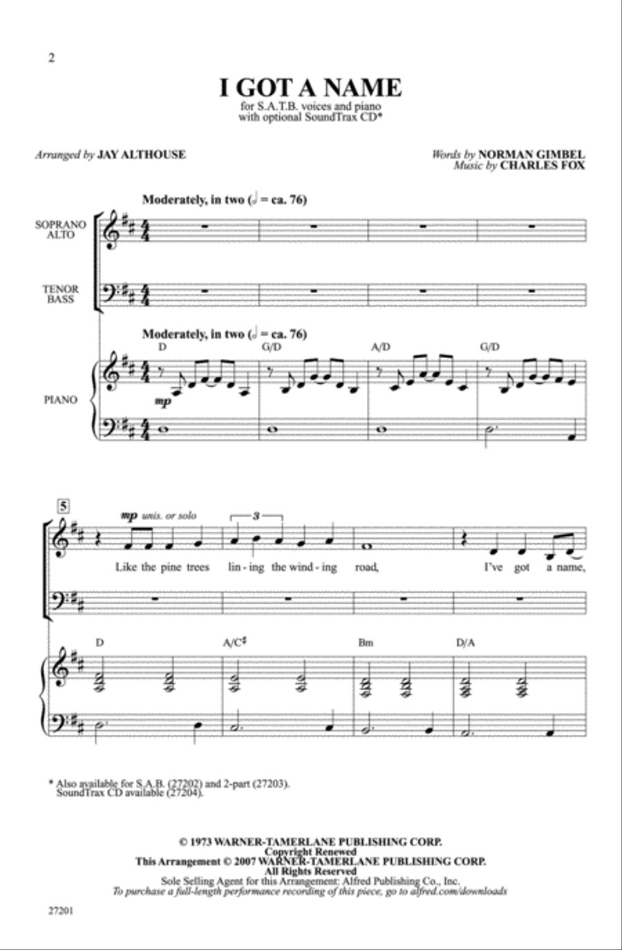 I Got a Name 4-Part scores gallery preview page 2