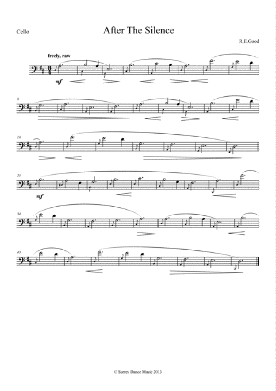 After The Silence (Bach-like solo Cello) Cello Solo scores gallery preview page 1