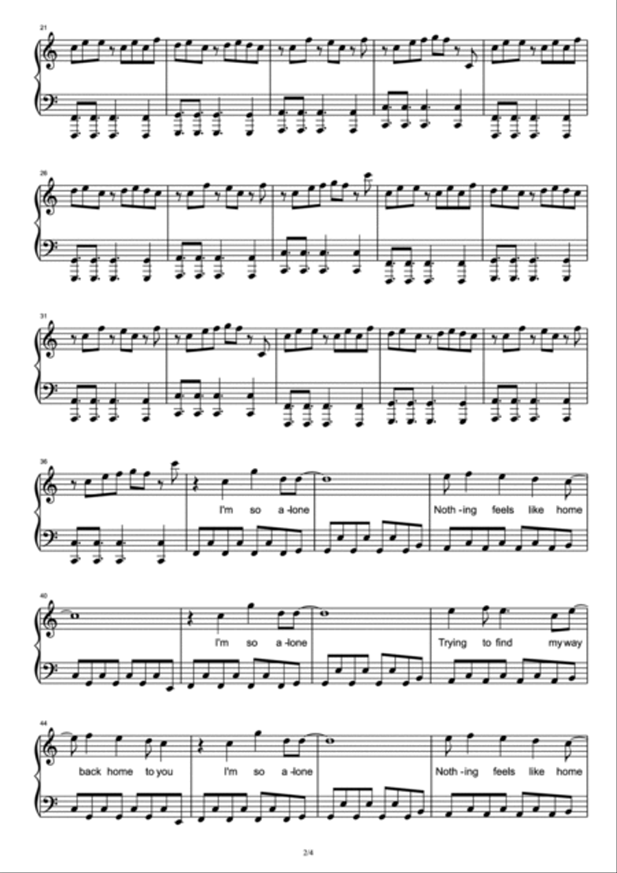 Alone Piano Solo scores gallery preview page 2